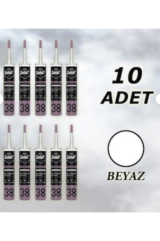 Selsil Silikonize Mastik Beyaz 500 Gr, 10 Adet