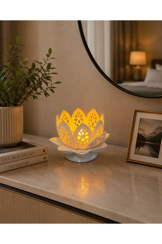 Lotus Glow Mumluk Beyaz - Turuncu