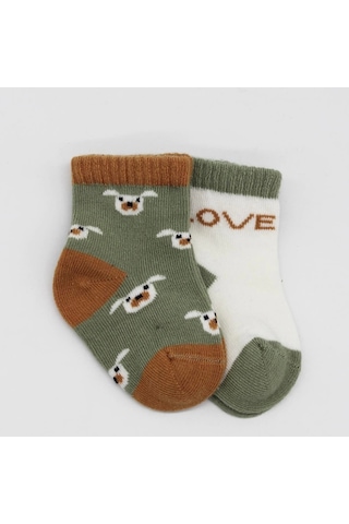 Bistyle Love Dog Penye Soket Çorap 2'li Bs10118 Nil Nil Yeşil