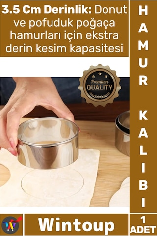 Hamurkalıbı Paslanmaz Çelik 7.5 Cm Kesicisi Profesyonel Yuvarlak Mantı Şeker Hamuru Kesme Kalıbı
