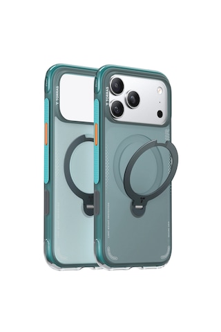 Torras Apple iPhone Uyumlu 17 Pro Max O Stand Spin Air Serisi Magsafe Kılıf Turkuaz