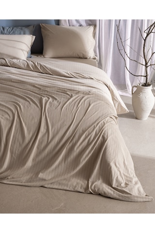 Madame Coco Marlene Tek Kişilik %100 Pamuk Penye Lastikli Nevresim Takımı - Bej 8684427198971 Ekru