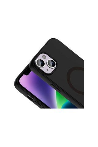 Apple iPhone Uyumlu 13 Kılıf M-safe Şarj Özellikli Zore Aris Silikon Kapak - Siyah