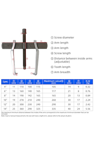 Raylı İki Ayaklı Rulman Çektirme 6 İnç 150 Mm Dövme Çelik