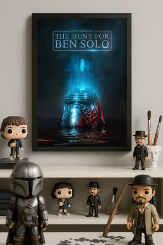 Hunt For Ben Solo Siyah Ahşap Çerçeveli Poster, Film Duvar Tablosu