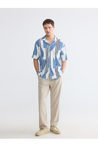 Lcw Vision Mavi Regular Fit Desenli Erkek Gömlek