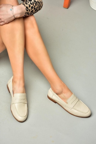 Fox Shoes S944007803 Bej Hakiki Deri Kadın Babet Bej-hakiki Deri Bej