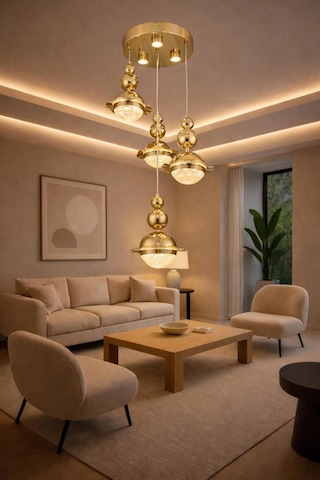 Bohem Aydınlatma Gold 3+1 Şapkalı Sarkıt 3 Renk Led Ayarlanabilir Başlık Modern Avize Gold