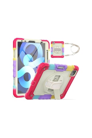 Apple Uyumlu iPad Air 5 10.9" 2022 M1 Kılıf Renkli Strap Zırh Case A2588