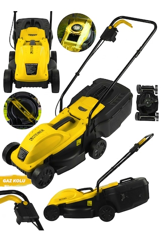 Steiner 1200w Elektrikli Bakır Sargılı Tekerlekli Çim Biçme Makinesi Sarı 30 Litre Toplama Torbalı