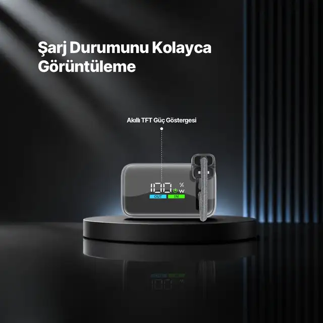 2bb280ug Ttec Recharger Pro Tft 15.000mah Pd 20w Usb-c Ve Lightning Dahili Kablolu Taşınabilir Hızlı Şarj Aleti / Powerbank 2bb280 Gri