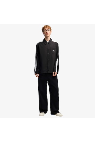 Puma T7 Relaxed Woven Overshirt Erkek Siyah Gömlek 638362 Çok Renkli