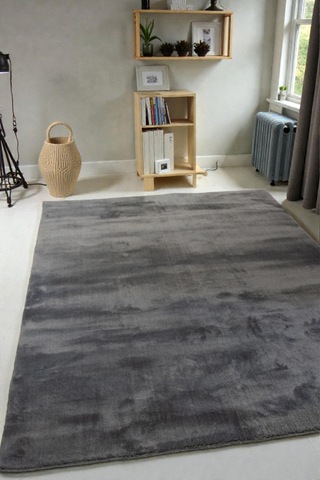 Peluş Post Halı Yumuşak Dokulu Modern Salon Oturma Odası Çocuk Odası Hol & Antre Halısı Antrasit Antrasit