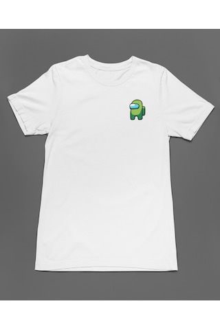 Bumeta Mini Imposter Yeşil Mürettebat Among Us Unisex Tişört T-shirt Beyaz