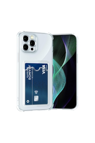 İphone 12 Pro Max Uyumlu Kamera Korumalı Kartlıklı Köşeleri Airbag Tasarımlı Darbe Önleyici Şeffaf Silikon Kıl Diğer
