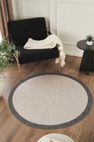 Sisalux 3088 Gri Antrasit Yuvarlak Sisal Dokuma Jüt Kilim Hav Toz Vermez Mutfak Oturma Odası Halısı Gri - Antrasit