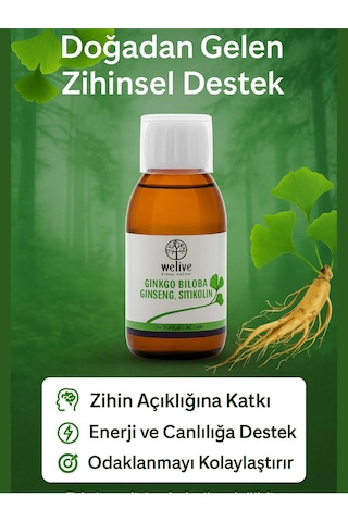 Gınkgo Biloba Ginseng Sitikolin Sıvı Takviye Edici Gıda 150 Ml
