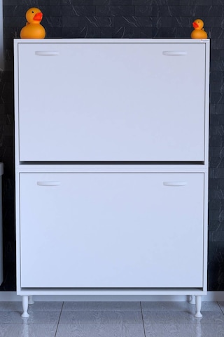 Deniz 2 Katlı Kirli Sepeti, Çok Amaçlı Banyo Dolabı - 95 X 138 X 32,5 Cm 95 Cm
