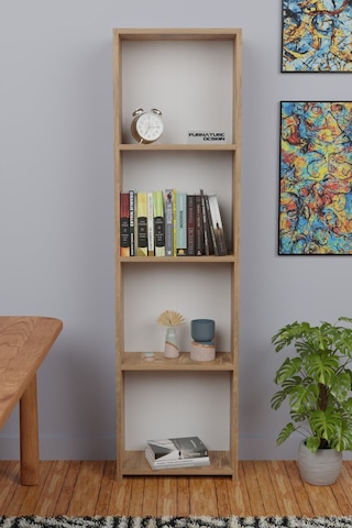 5 Raflı Kitaplık Arkalıklı Dar Raf Kütüphane 170 Cm Atlantik Çam