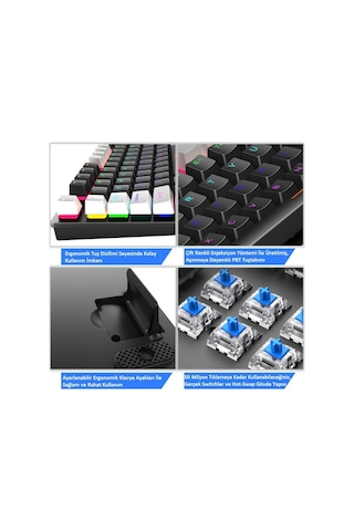 K550 Kablolu Hot-swap Blue Switch Rgb Mekanik Klavye 87 Tuş