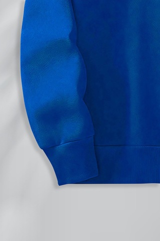 Macklin Unisex Kadın Erkek Essentials Baskılı Yarım Fermuarlı Dik Yaka Basic Sweatshirt Mavi Mck0611 Mavi