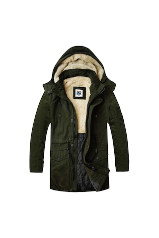 Alaska The Last Frontier Slim Fit Çıkarılabilir Kapüşonlu Gabardin Uzun Parka Kaban Haki