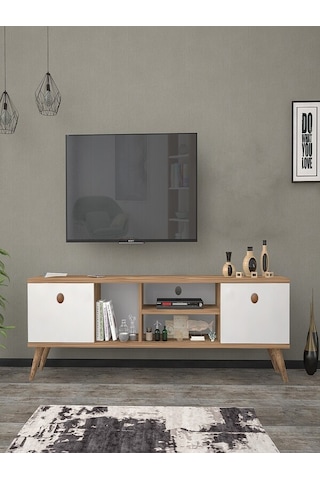 Mbes Mobilya Esin Atlantik-Beyaz 160 Cm Tv Ünitesi(Atlantik Çam)