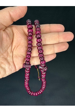 Zeytin Ağacı 99'luk Tesbih Bordo Renk 10,5mmx7,5mm T-768