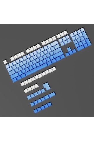 Mekanik Klavye Keycap Seti Mavi-beyaz Kademeli 136 Tuşlu Keycap