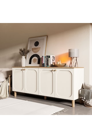 1700 Monza 180 Cm Membran Mdf Kapaklı Bohem Konsol Sepet-beyaz