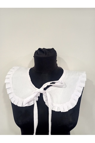 Kadın Fırfır Detay Gömlek Yaka Beyaz