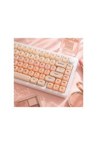 Leaven 128 Tuş Pbt Keycap Seti - Retro Yuvarlak Moa Profil Cherry Mx Uyumlu Klavye Tuşları - Bej