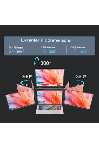 Ultrax 15.6" Üçlü Taşınabilir Monitör Çoklu Ekran Full Hd Ips Notebook Monitör