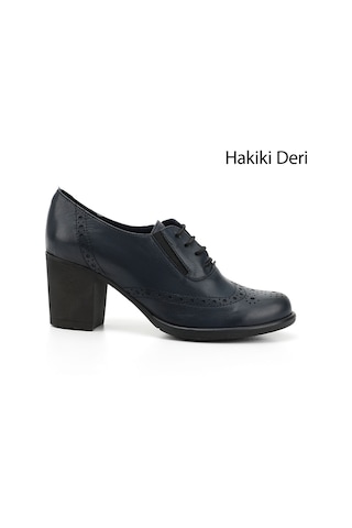 Gönderi R Kadın Lacivert Antik Bağcıklı Orta Kalın Topuklu Hakiki Deri Oxford Ayakkabı Gdza13424040 Lacivert