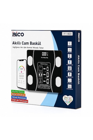 Bluetooth - Vücut Analizli Dijital Baskül Terazi Tartı 180kg/50g Yağ - Su - Kas Oran - Bmı İ11-023