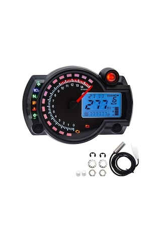 Motion003 7 Renkli Ayarlanabilir Evrensel Lcd Dijital Hızometre Siyah Abs Malzeme Motosiklet Gösterge Paneli
