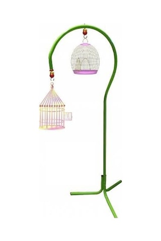 2 Li Kuş Kafesi Askısı Kafes Asma Ayağı Stand Sehpalı Siyah