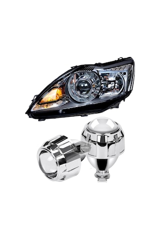 Universal 2.5'' Bi-xenon Far Merceği Uzun Kısa Projektör Lens Bixenon Şeffaf Lens Profesyonel Seri 2 Adet Gümüş