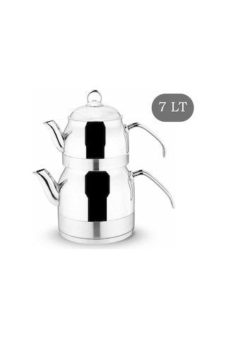 Lines Ayperi Paslanmaz Çelik Çaydanlık Takımı Metal Kulp 7 Lt Gümüş