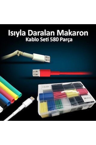 Unichrome Makaron Kablo Yalıtım Isı Boru Daralan 580 Parça Kablo Tamir Kiti