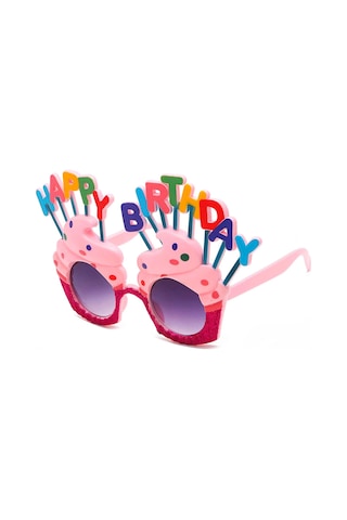 Happy Birthday Yazılı Pembe Fuşya Renk Parti Gözlüğü 12x7 Cm Yetişkin
