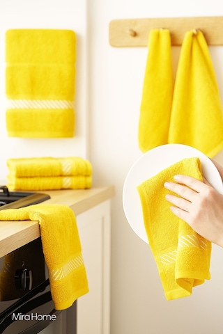 4 Lü Mutfak Kurulama Havlusu Bezi 30x30 Cm Sarı