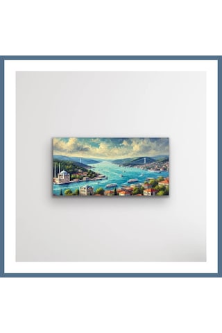 Buradabulabilirsin İstanbul Boğaz Manzarası Kanvas Tablo 60x120cm Bbz Çok Renkli