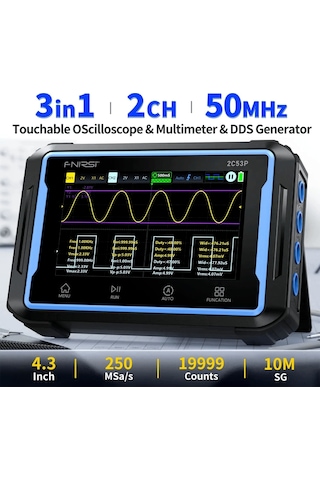 Fnirsi 2c53p 3in1 50mhz 2 Kanal 250msa/s El Tipi Dijital Tablet Osiloskop & Multimetre & Sinyal Jeneratörü