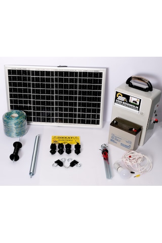 Elektrikli Çit 24ah-set2 Domuz Kovucu Cihazı 50 Watt Paneli 500metre Örgü-demir