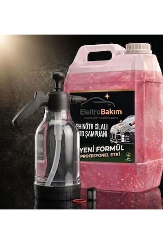 Eltotobakım 5 Litre Profesyonel Ph Nötr Cilalı Oto Şampuanı + Basınçlı Püskürtme Pompası Seti