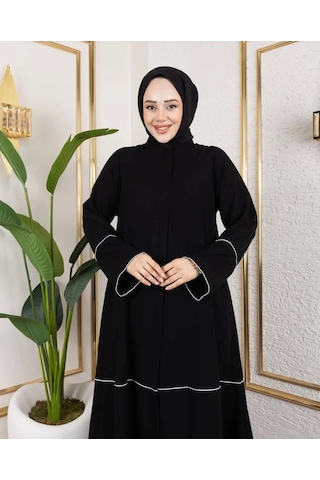 Kıl Biye Detaylı Abaya/ferace / Siyah - F0145 Siyah