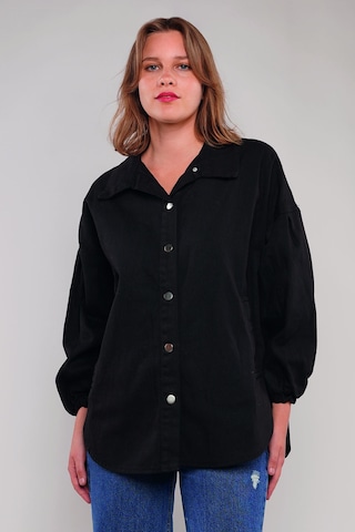 Gabria Gabardin Yan Cepli Ceket Siyah