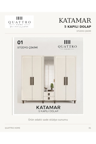 Katamar 5 Kapaklı Dolap Krem