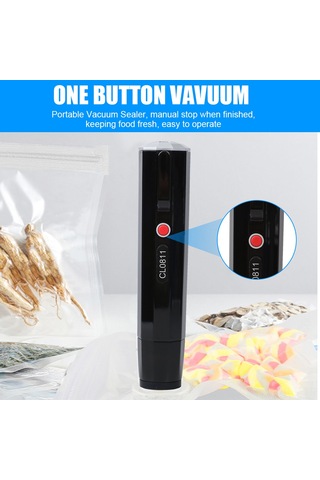 Reedark Taşınabilir Usb Şarjlı Vakum Makinesi - 5 Adet Saklama Poşeti İle Gıda Koruma Siyah